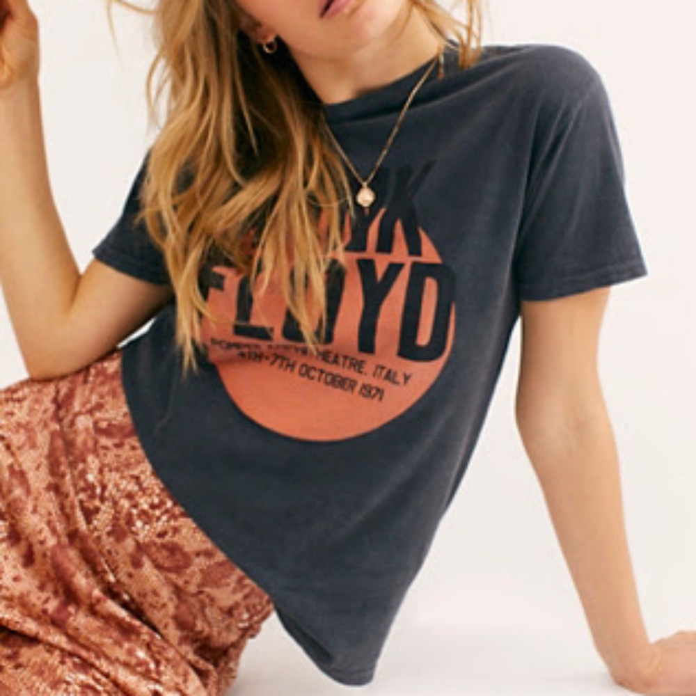 Free People Women's Pink Floyd Boy Tee- Medium - Washed Black